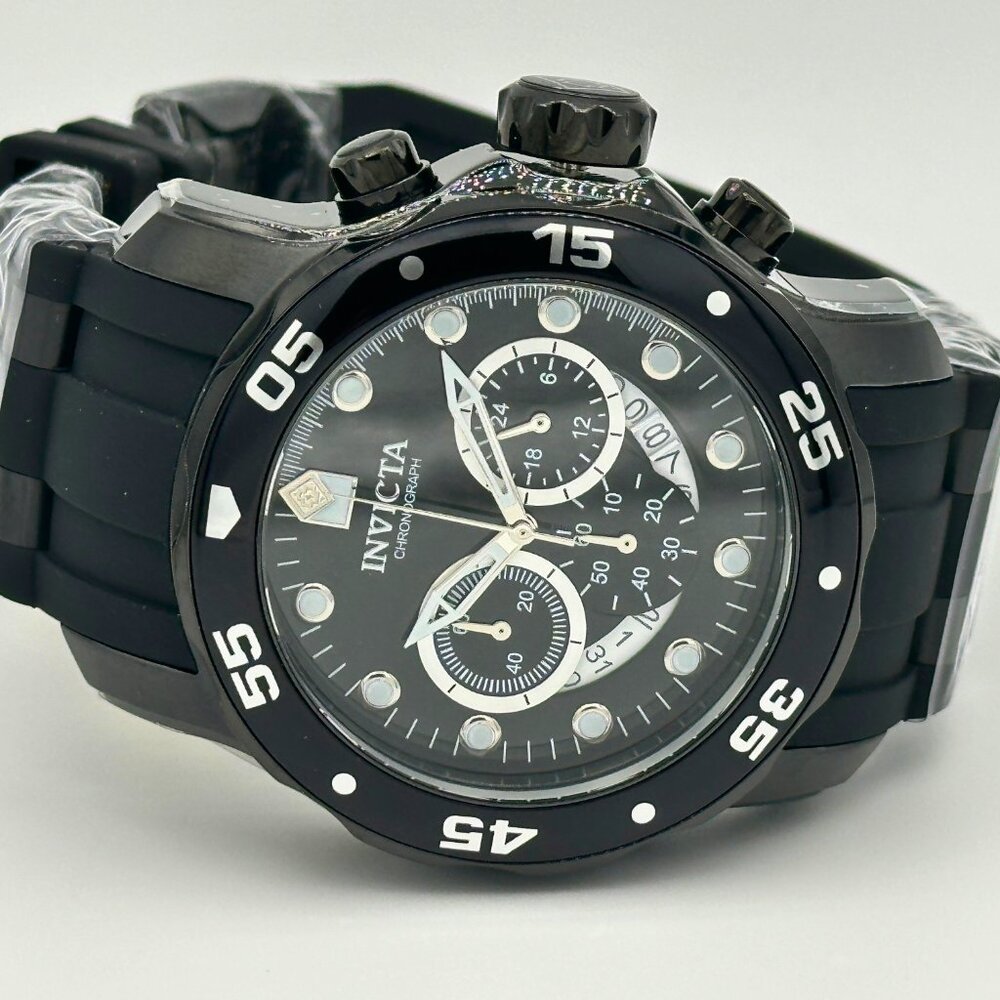 BRAND NEW Invicta Pro Diver Scuba JET BLACK Dial Chronograph Date Watch - Picture 9 of 9